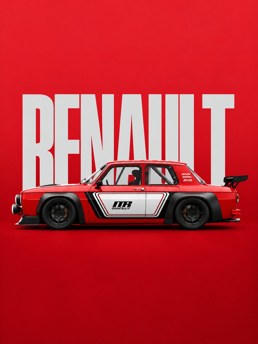 Шаблон винтажного постера ралли-кара RENAULT