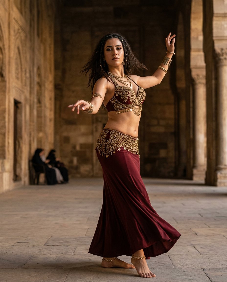 Social Media Post - Luxury Belly Dancer Editorial in Historic Hall