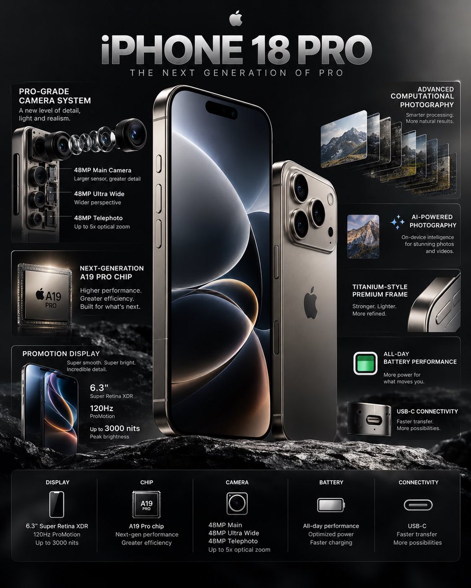 iPhone 18 Pro технологическая инфографика