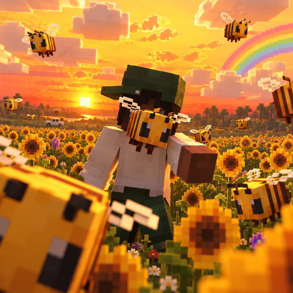 Social Media Post - Minecraft Character in Sunflower Field