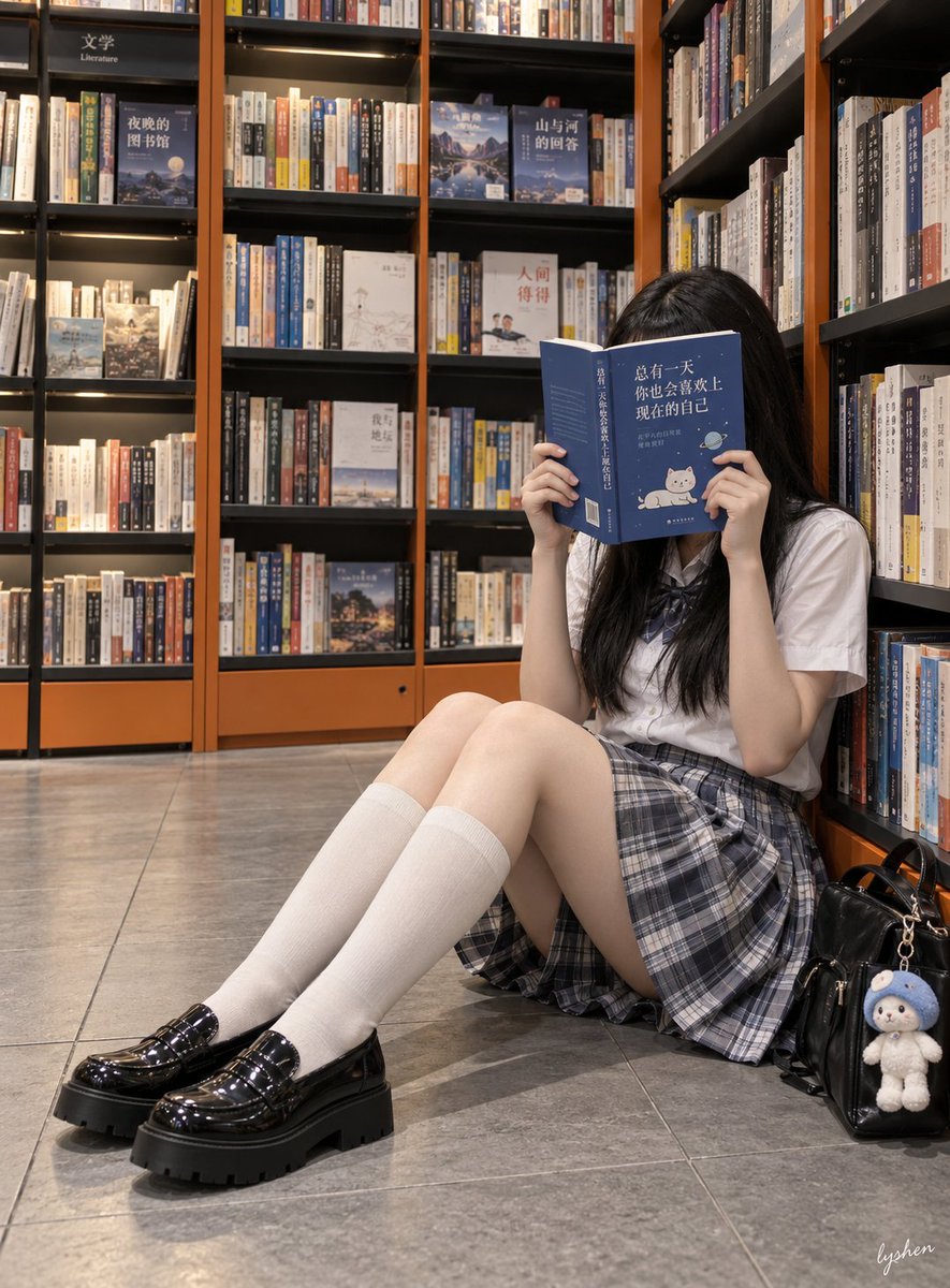 Портрет школьницы в книжном магазине