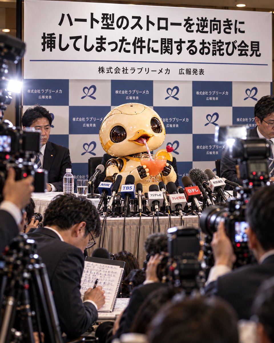 Harinezumi-kun на пресс-конференции извинений