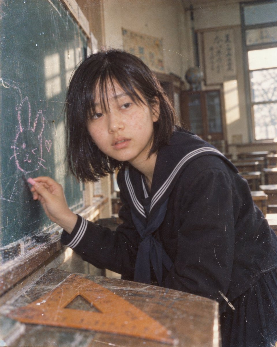 Profile / Avatar - Nostalgic Schoolgirl Drawing on Chalkboard