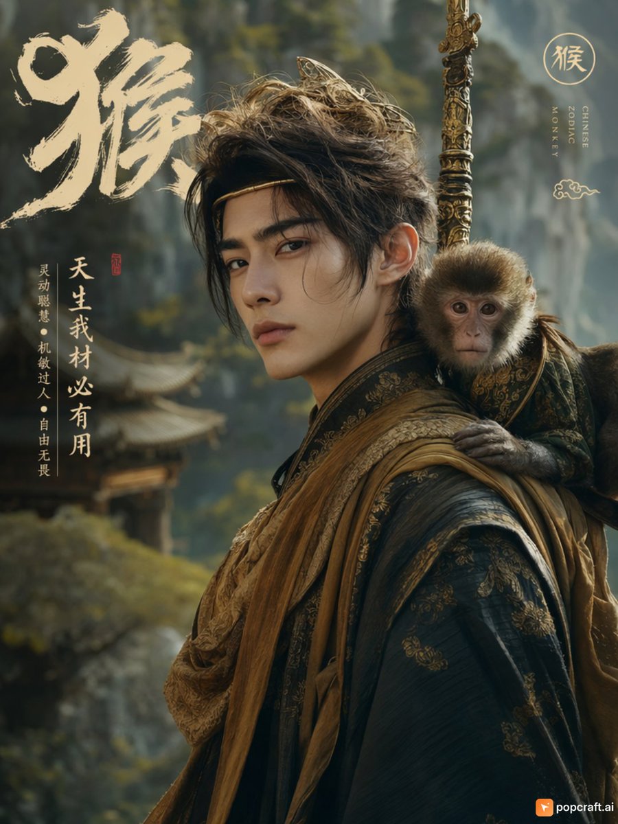 Social Media Post - Handsome Young Man as Monkey Zodiac - Image 1