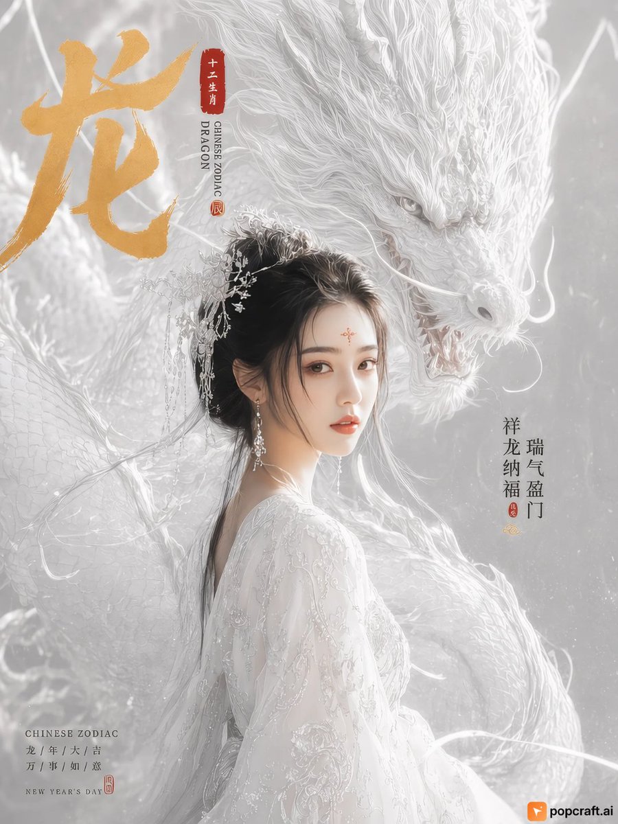 Publicación en redes sociales - Retrato del Dragón Blanco del Zodíaco - Image 1