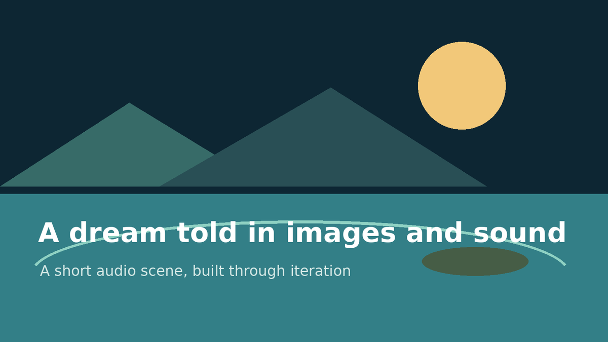 Comic / Storyboard - Streamside Dream Scene with Audio and Image Carousel - Image 1