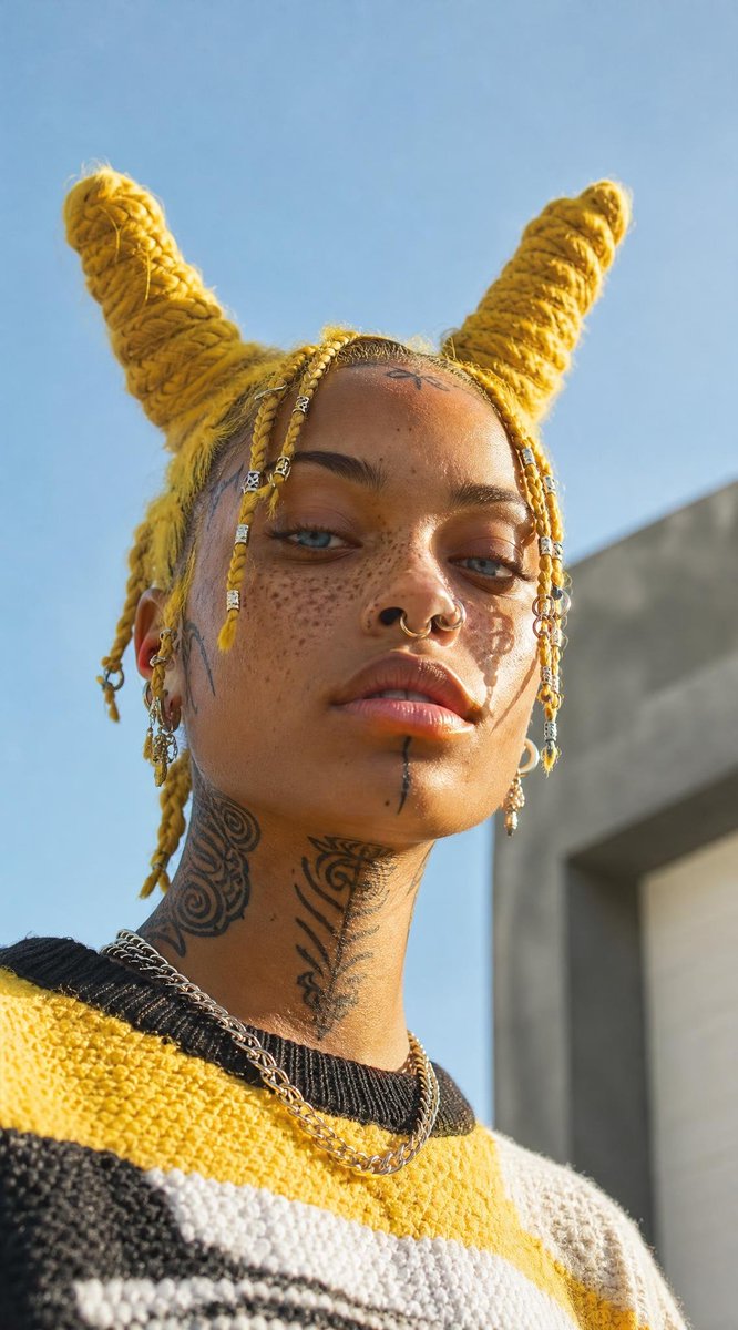 Profile / Avatar - Yellow Horned Braids Portrait - Image 1