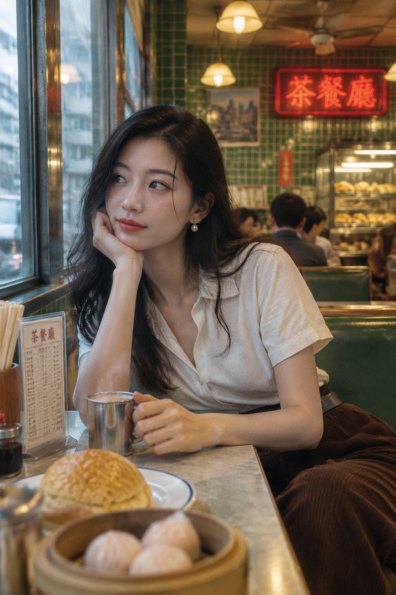 Social Media Post - Retro Hong Kong Cha Chaan Teng Portrait Prompt
