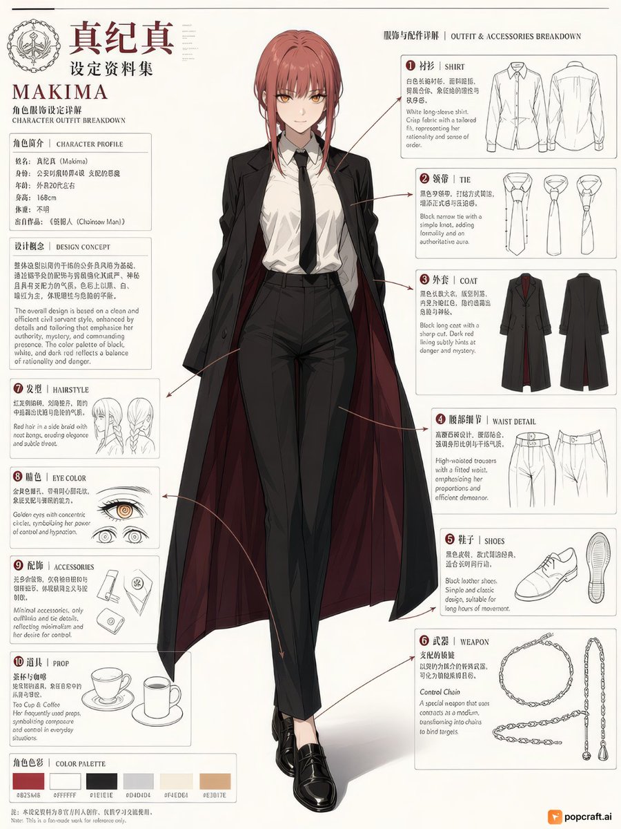 Infographic / Edu Visual - Chainsaw Man Makima Character Design Sheet - Image 2