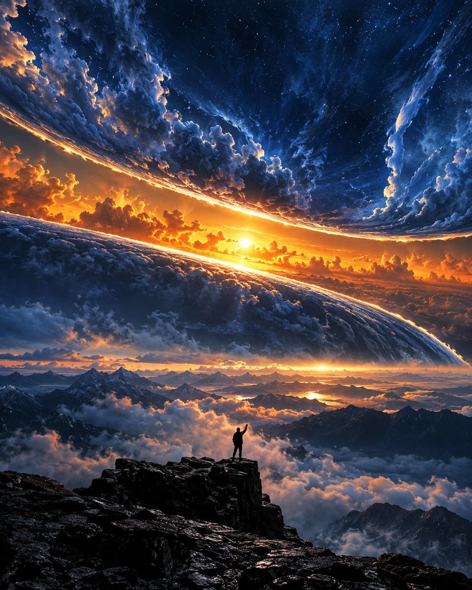 YouTube Thumbnail - Silhouette on Mountain Peak at Cosmic Sunset - Image 1