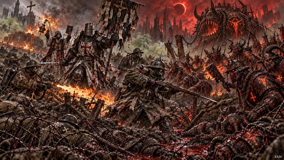 Окопная крестовая битва фэнтези WWI