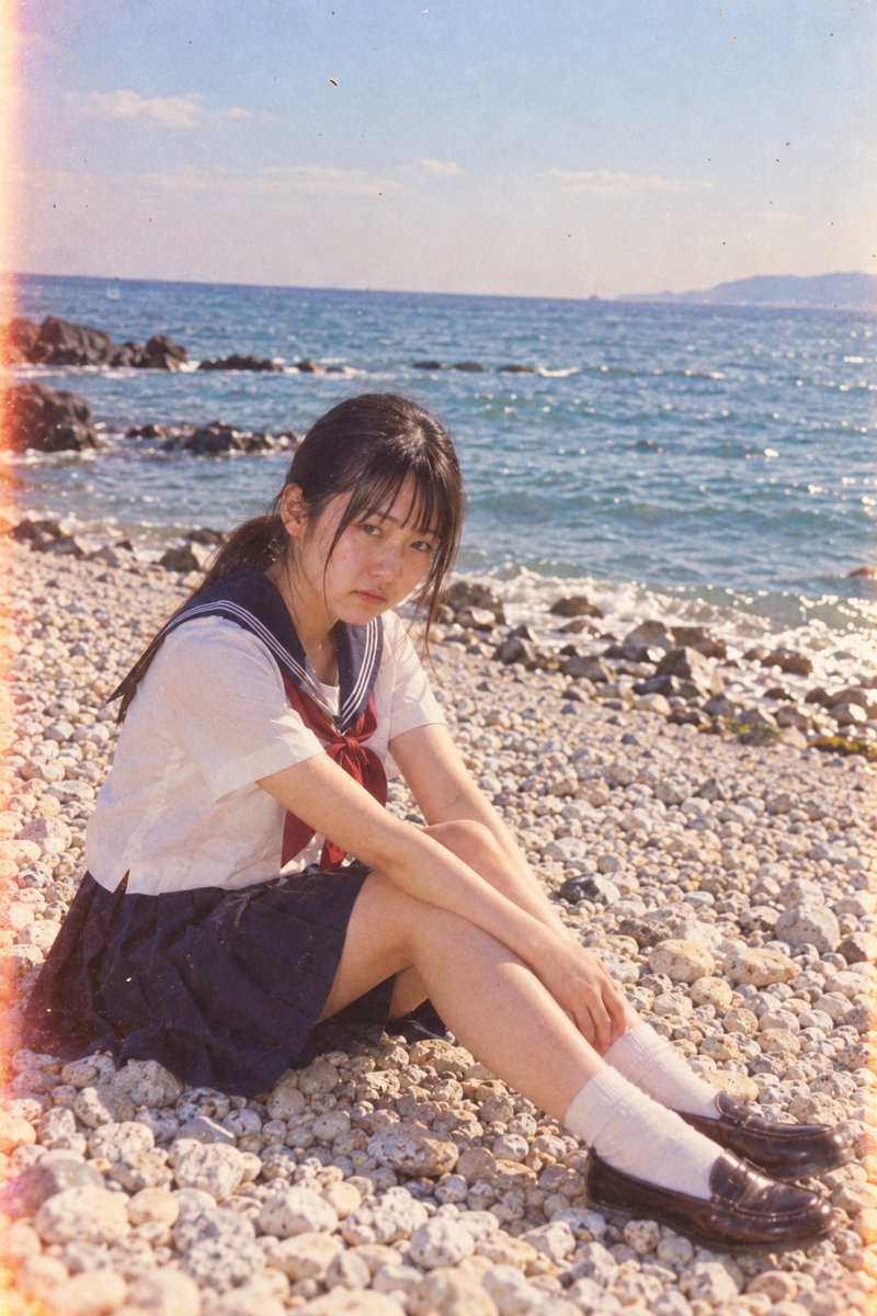 Social Media Post - Retro Film Portrait of Girl in Sailor Uniform - Image 1