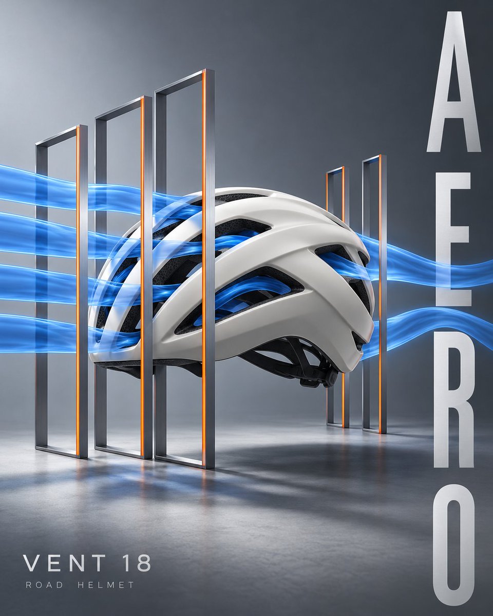 Product Marketing - Cycling Helmet Engineering Poster with Airflow Visualization - Image 4