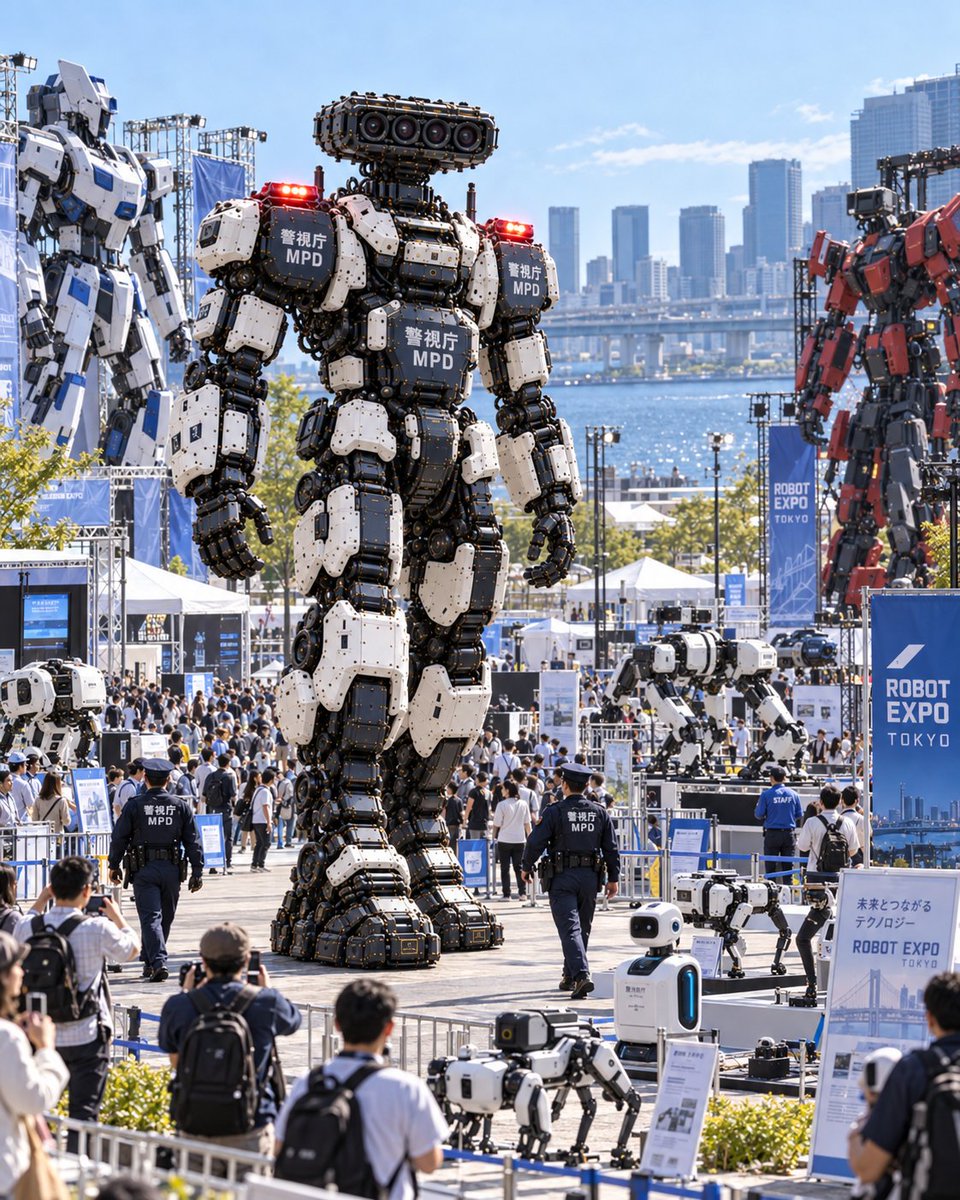 Social Media Post - Giant Police Robots at Tokyo Robot Expo - Image 1