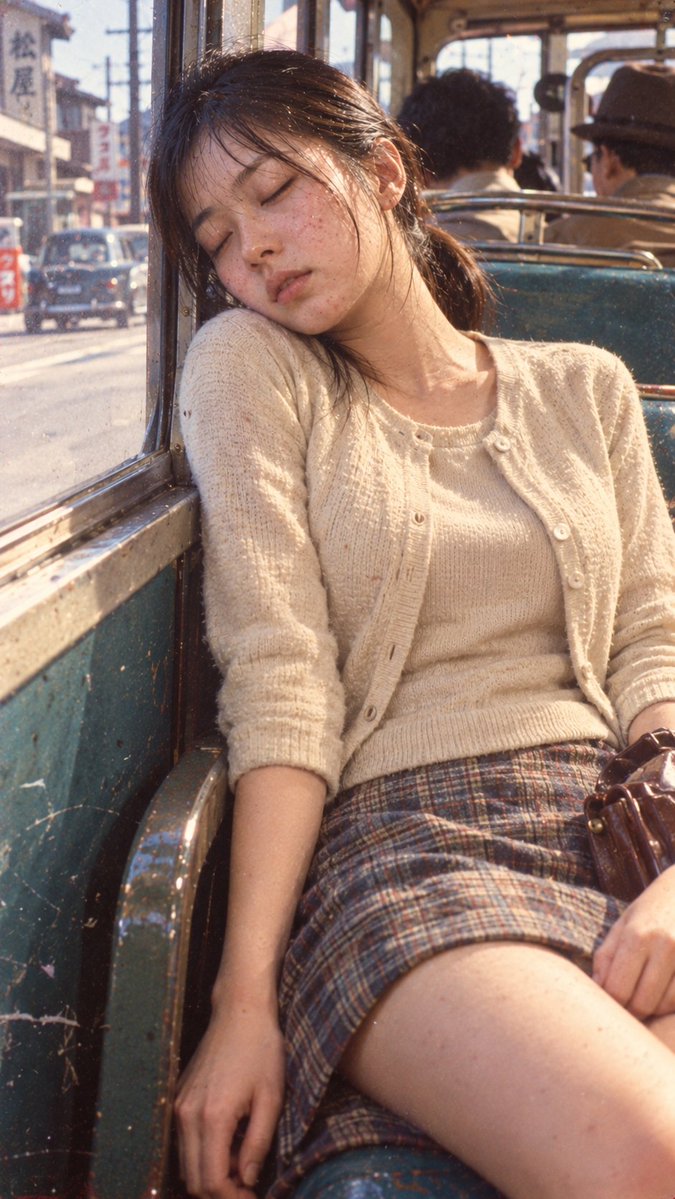 Social Media Post - Showa Retro Bus Nap Portrait - Image 1
