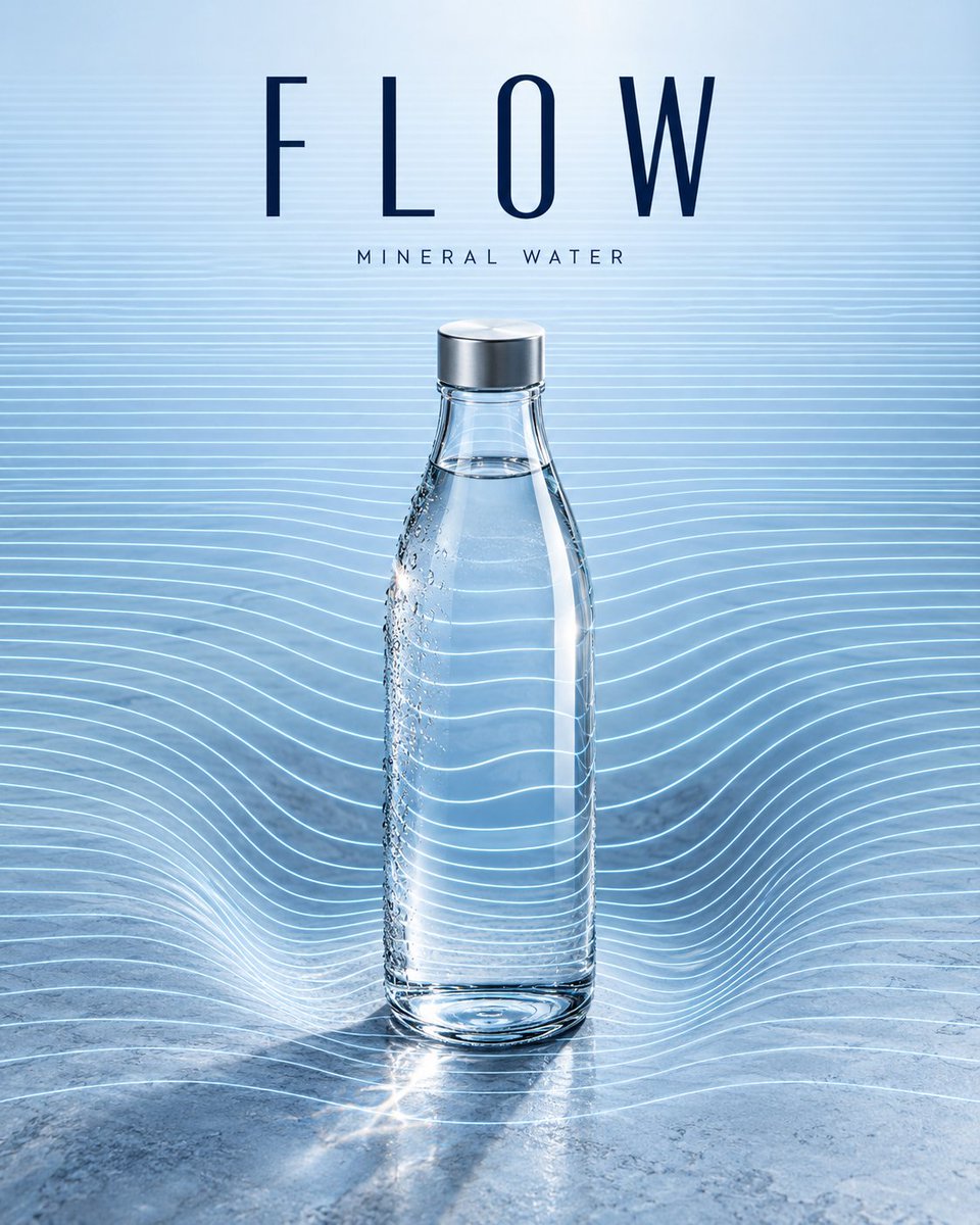 Product Marketing - Mineral Water Contour Refraction Poster - Image 1