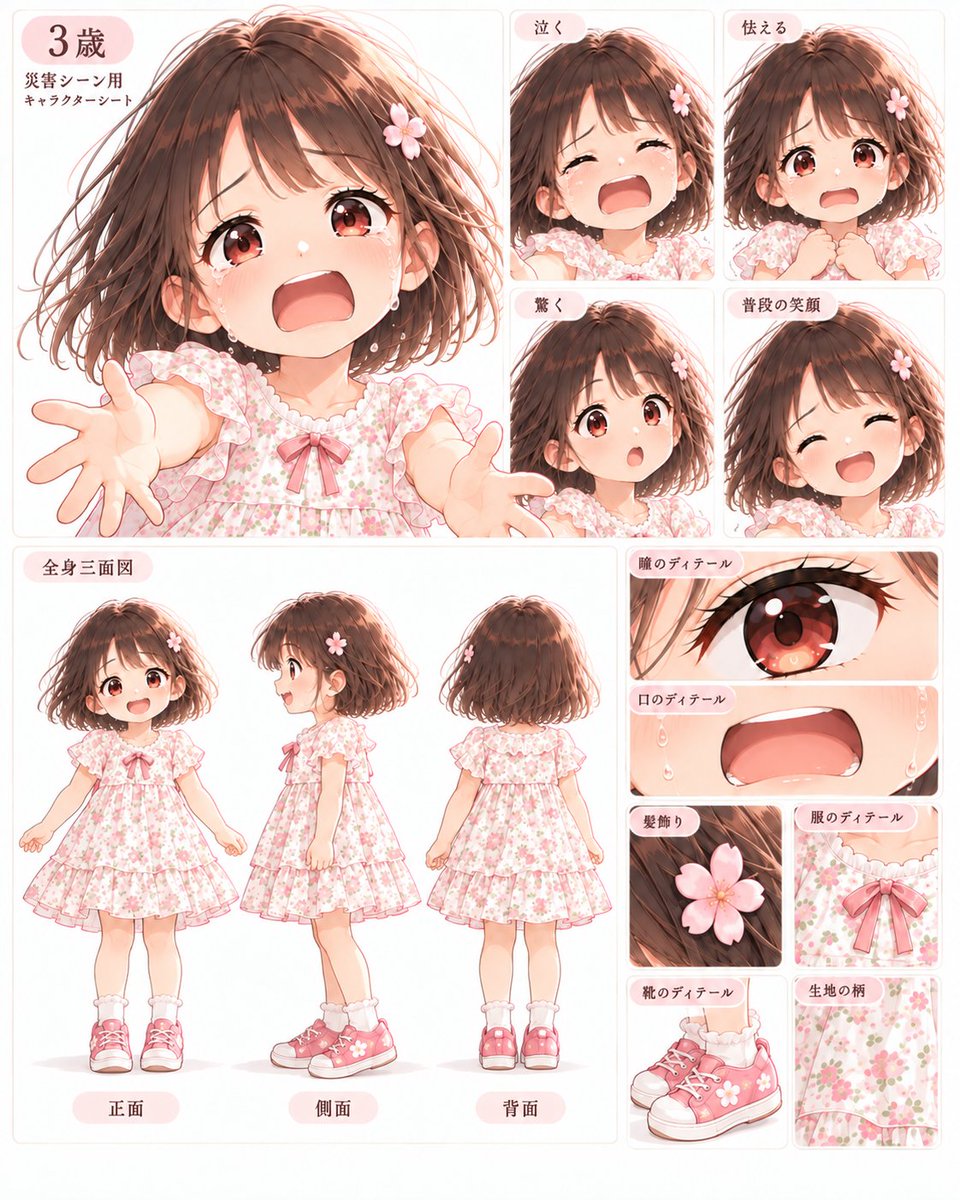 Infographic / Edu Visual - Anime Character Sheet: Crying Girl - Image 1