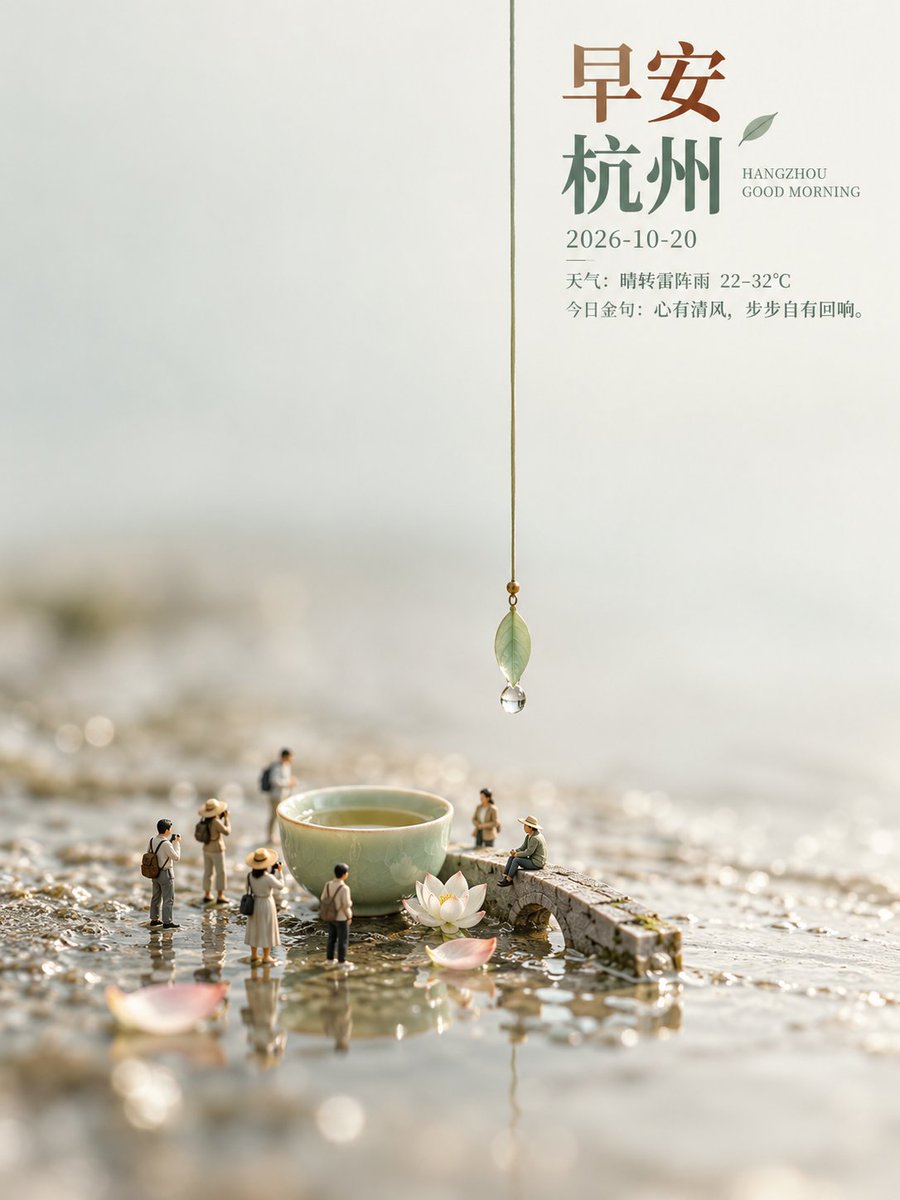 Social Media Post - Hangzhou Good Morning Miniature Tea Scene - Image 1