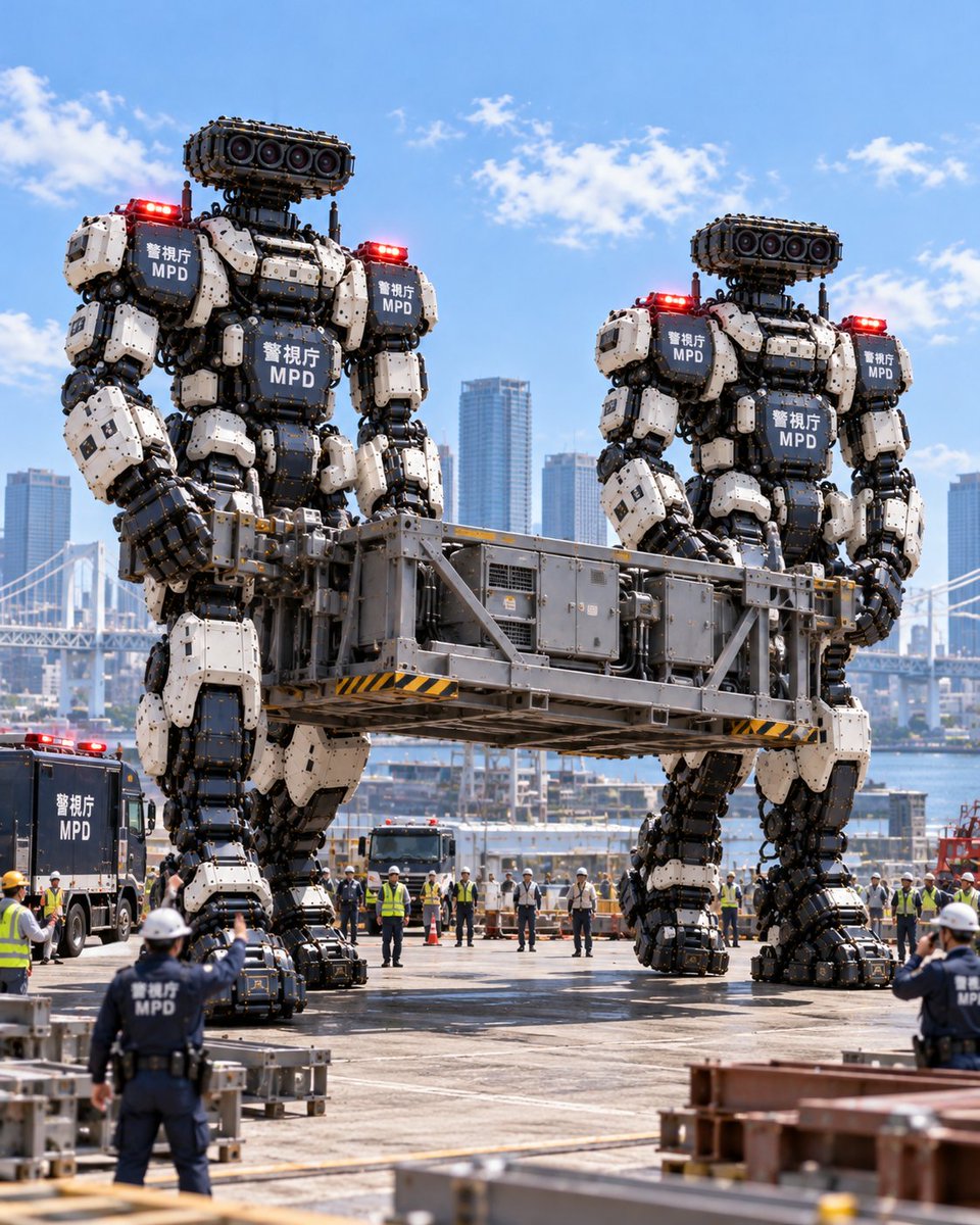 Social Media Post - Giant MPD Robots Carrying Heavy Load - Image 1