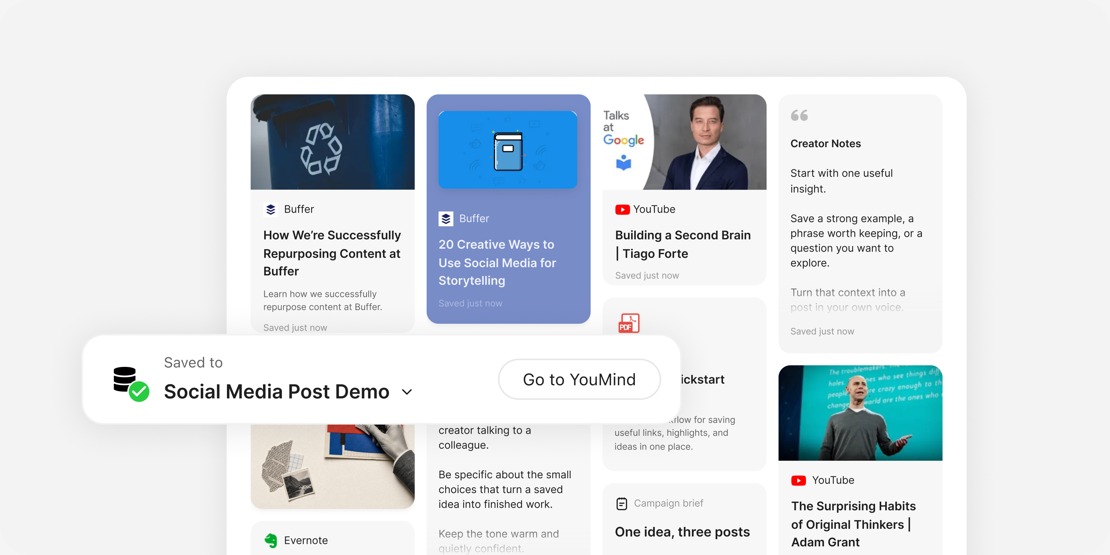 Collect: Add webpages, videos, PDFs, Notes, Picks, or a whole Board.